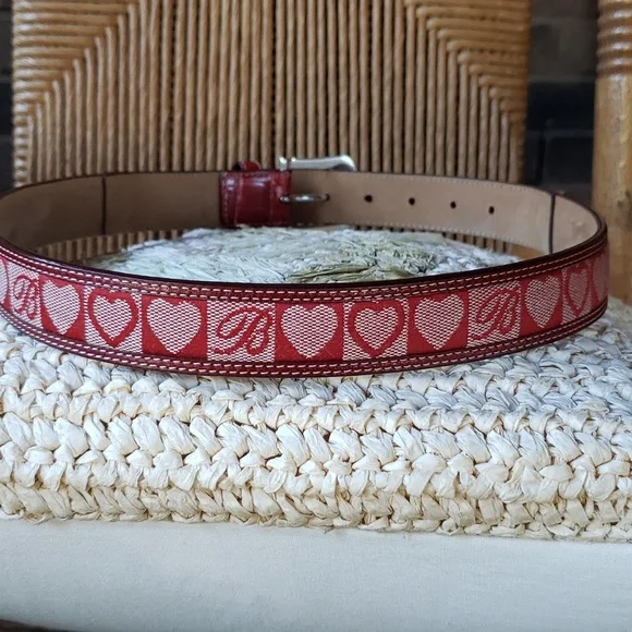 Vintage Brighton leather and fabric heart & B belt, size 30 - Picture 3 of 12